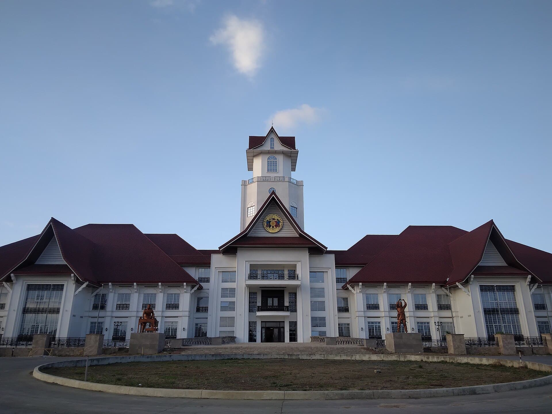 The new Cavite Provincial Capitol in Trece Martires, a white building with red roofs and a central tower.